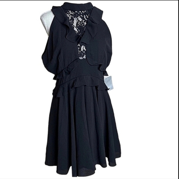 BB Dakota  Women's Black Crazy in Love Short LBD Ruffle Dress Size 8 NWT - Picture 6 of 6